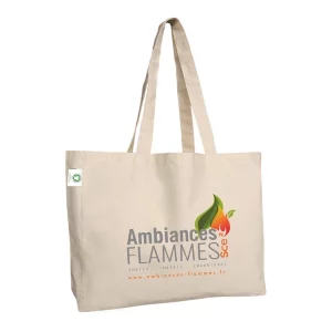 Sac shopping avec soufflet en coton bio – 240g – 45x35x12cm – AKOLA